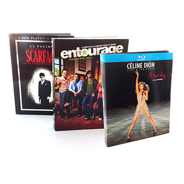 Scarface, Entourage, Celine Dion Packaging
